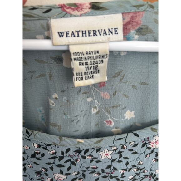 Vtg 90's Weathervane Blue Floral Maxi Dress Cottagecore Ethereal Peasant Fairy - Picture 3 of 9